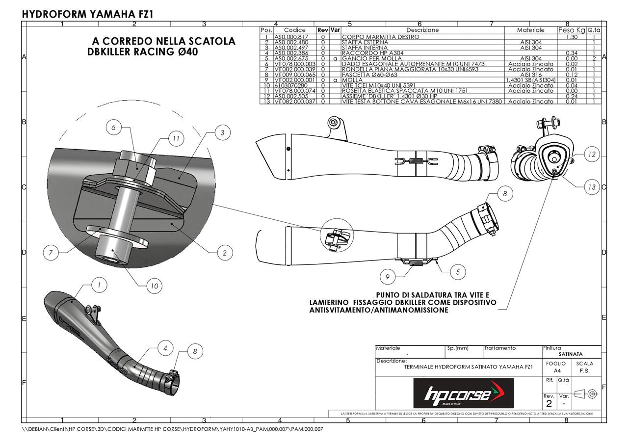 Hydroform Short Endschalldämpfer mit Katalysator - Yamaha FZ1 - HPCorse